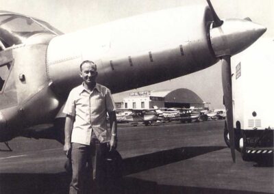 Jerry Lawhorn, designer and first test pilot of N754, Van Nuys, CA, 1972. Photo: Volpar, Inc.