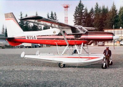 Jack Hodges and N754 at Cordova airport during a break in bald eagle surveys in Prince William Sound, 1991. Photo: Tim Bowman